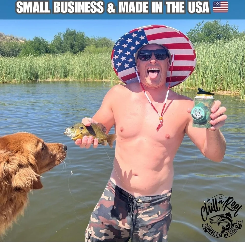 Chill-N-Reel Can Cooler Fishing Rod Shark Tank Beverage Koozie Camo NWOT - Picture 8 of 14